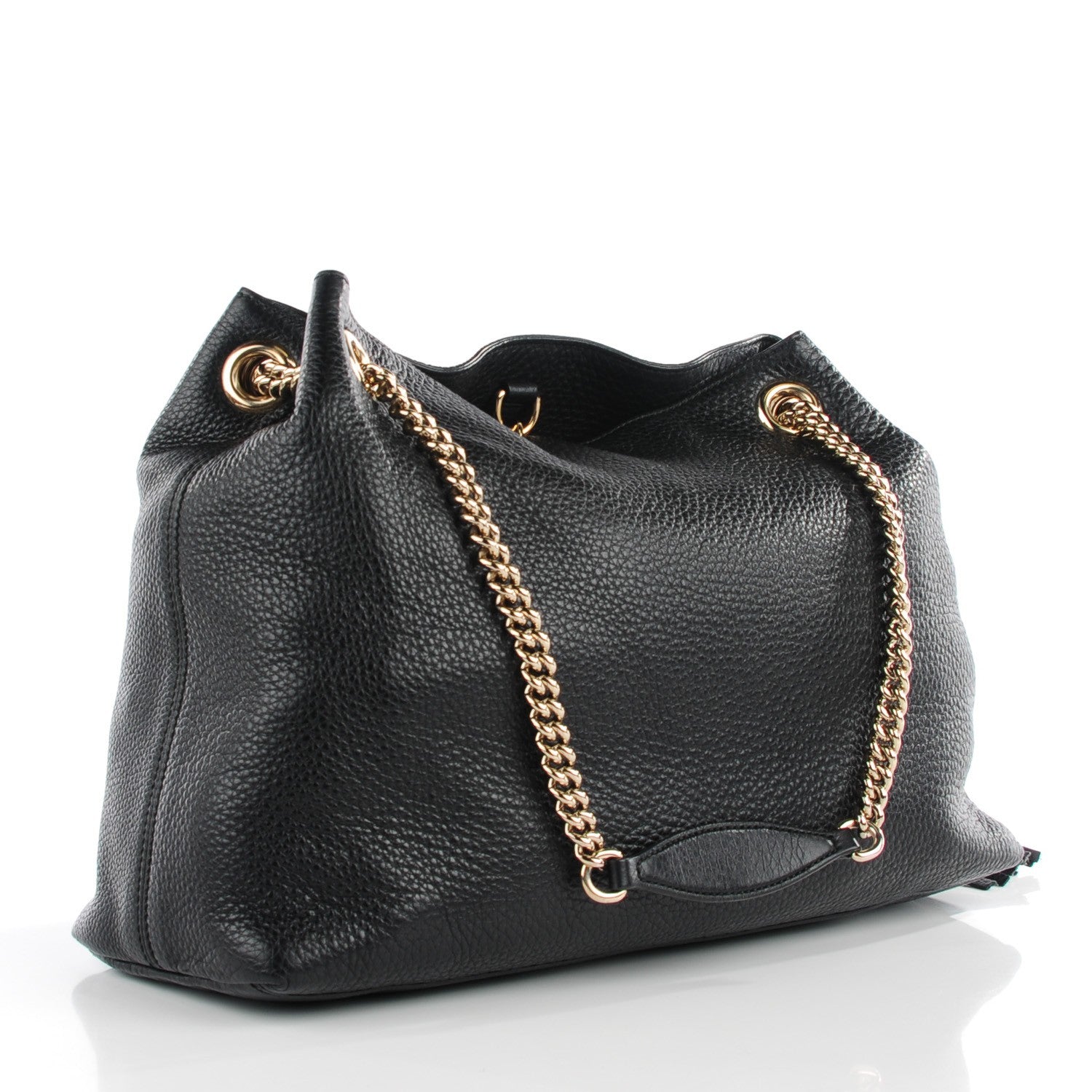 Gucci Pebbled Calfskin Medium Soho Chain Shoulder Bag Black 3 of 7