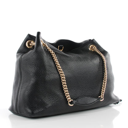 Gucci Pebbled Calfskin Medium Soho Chain Shoulder Bag Black 3 of 7
