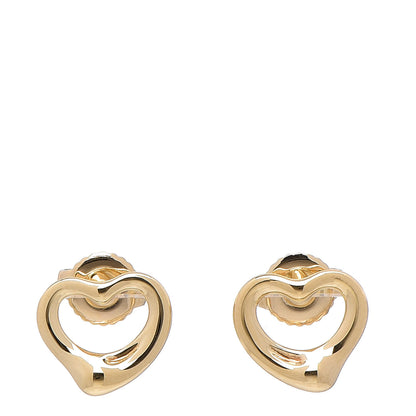 Tiffany 18K Yellow Gold 11mm Elsa Peretti Open Heart Earrings 1 of 5