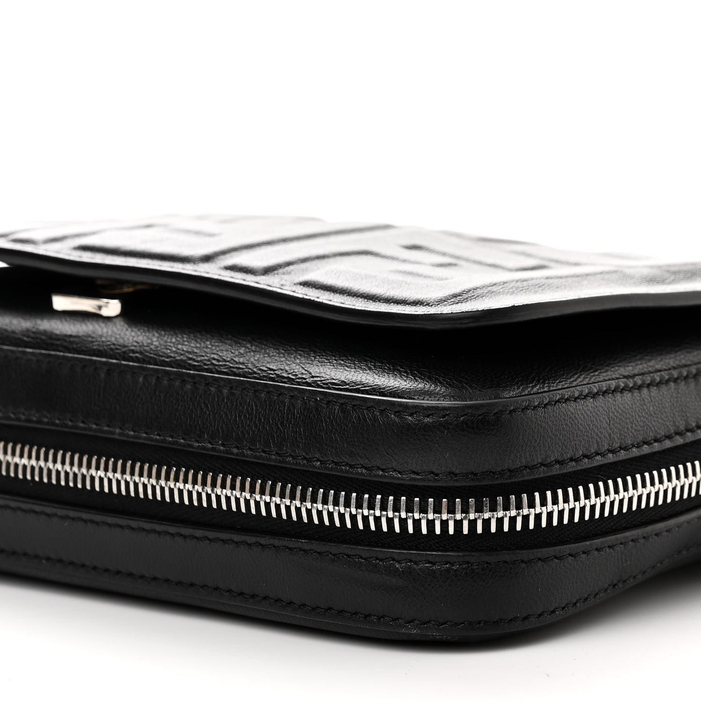 Nappa FF 1974 Embossed Mini Expandable Flap Bag Black