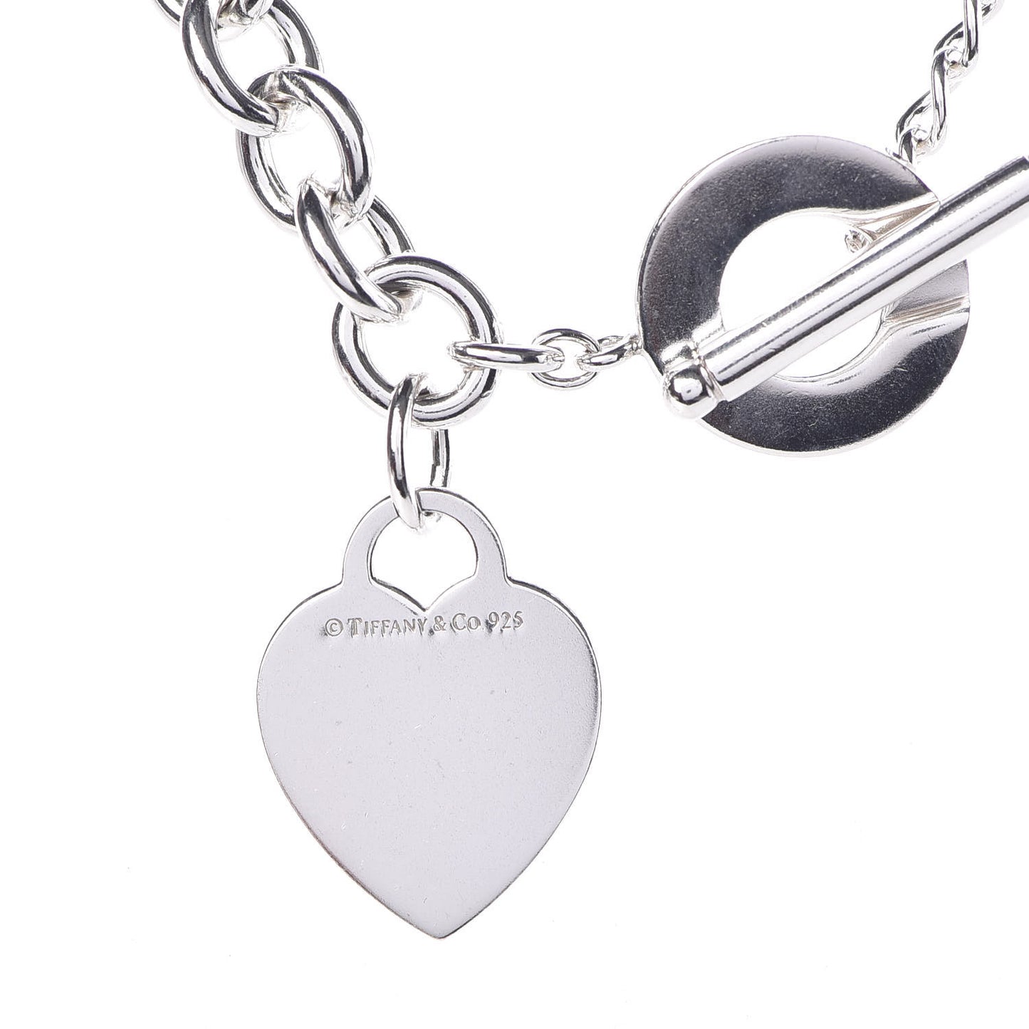 Sterling Silver Heart Tag Toggle Necklace