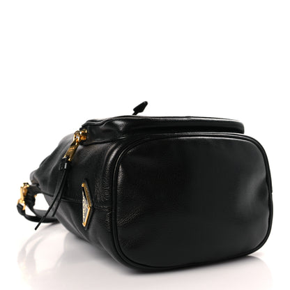 Prada Glace Calfskin Embossed Secchiello Bucket Bag Black 4 of 9