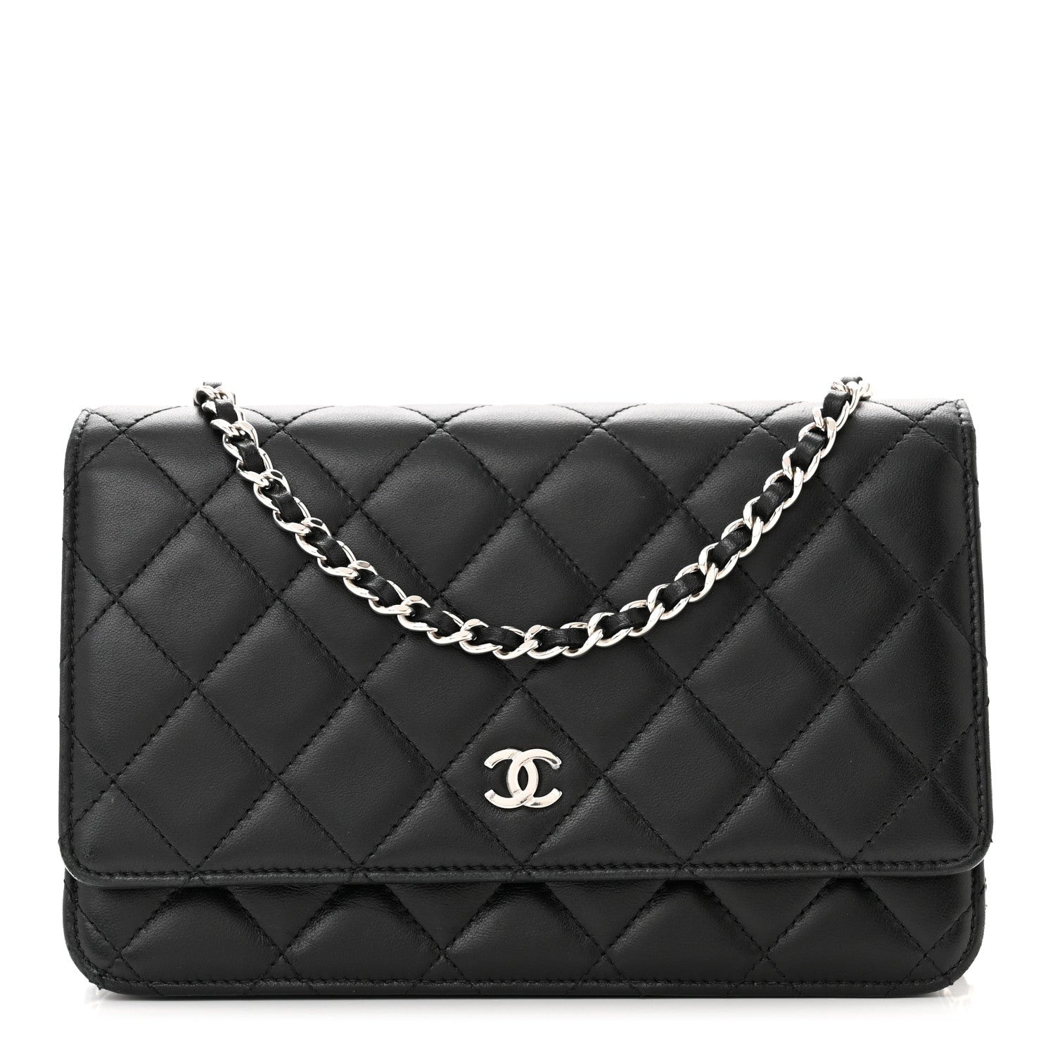 Chanel Lambskin Quilted Wallet On Chain WOC Black 1 of 12