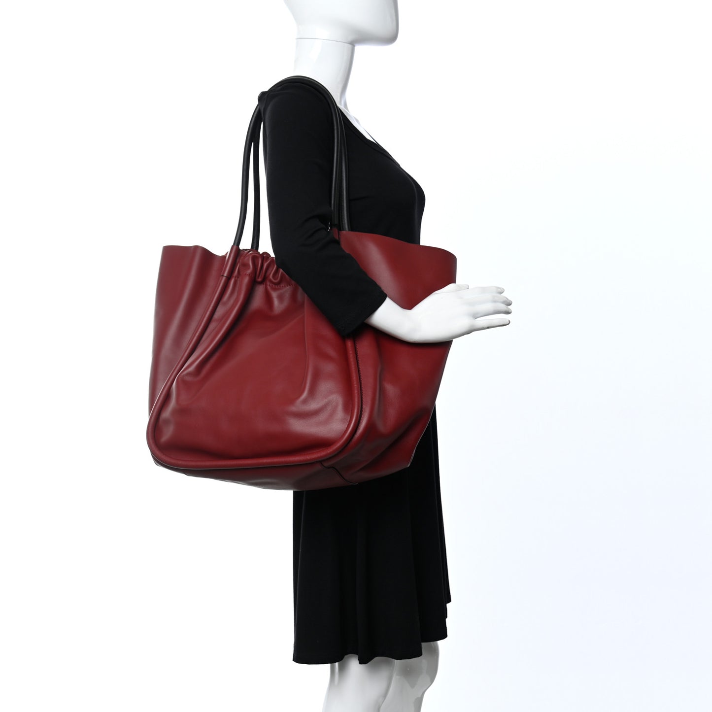 Calfskin XL Ruched Tote Bordeaux
