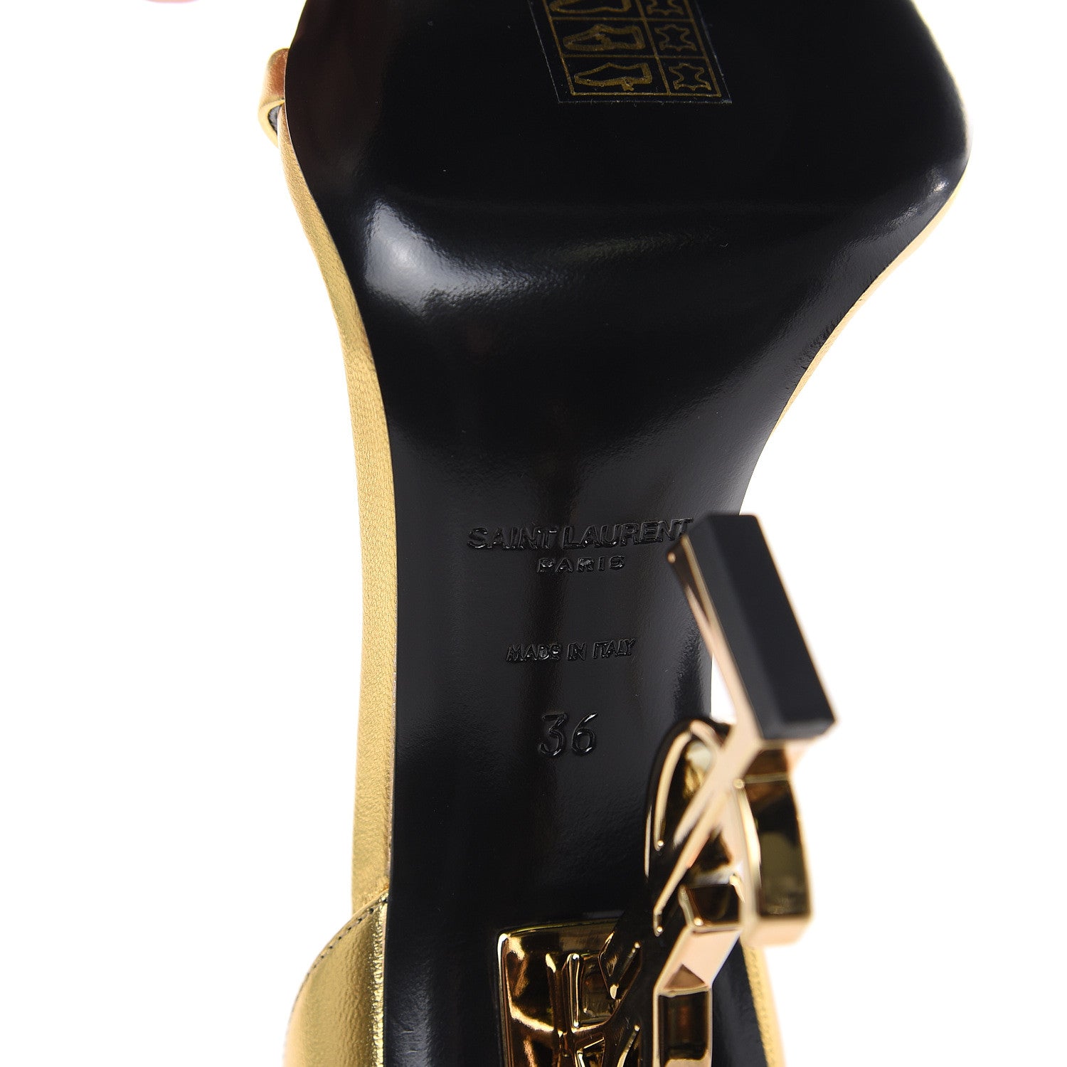Saint Laurent Metallic Lambskin Opyum 110 Sandals 36 Oro 8 of 9