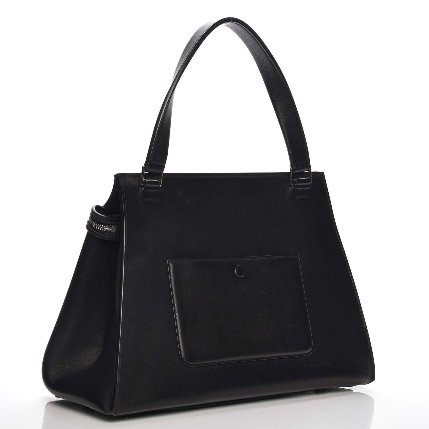 Textured Calfskin Small Bi-Color Edge Shoulder Bag Black Cream