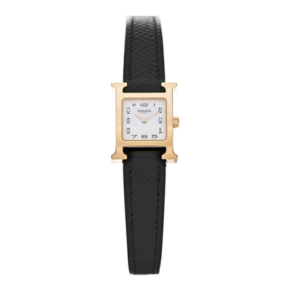 Hermes Stainless Steel Epsom 17.2mm Heure H Hour Quartz Watch Noir 1 of 5