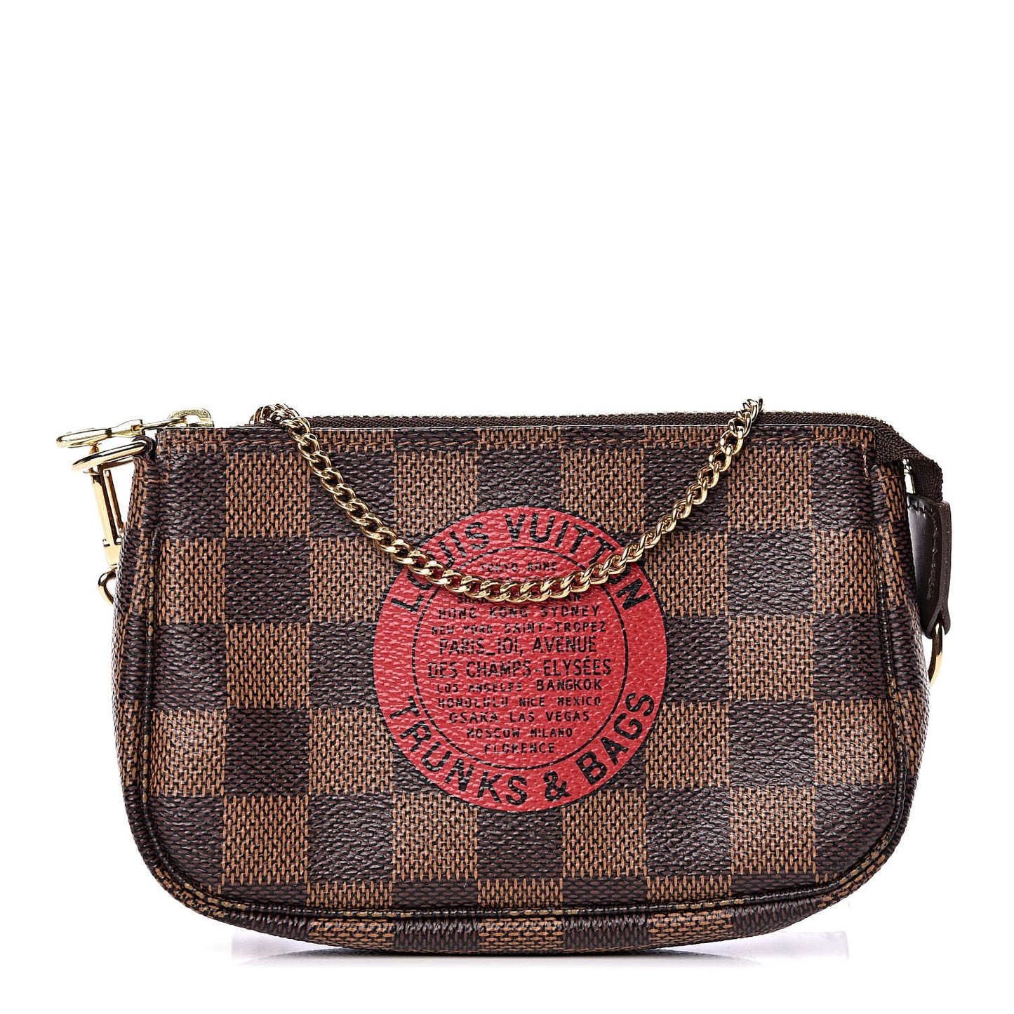 Damier Ebene Complice Trunks and Bags Mini Pochette Accessories Red