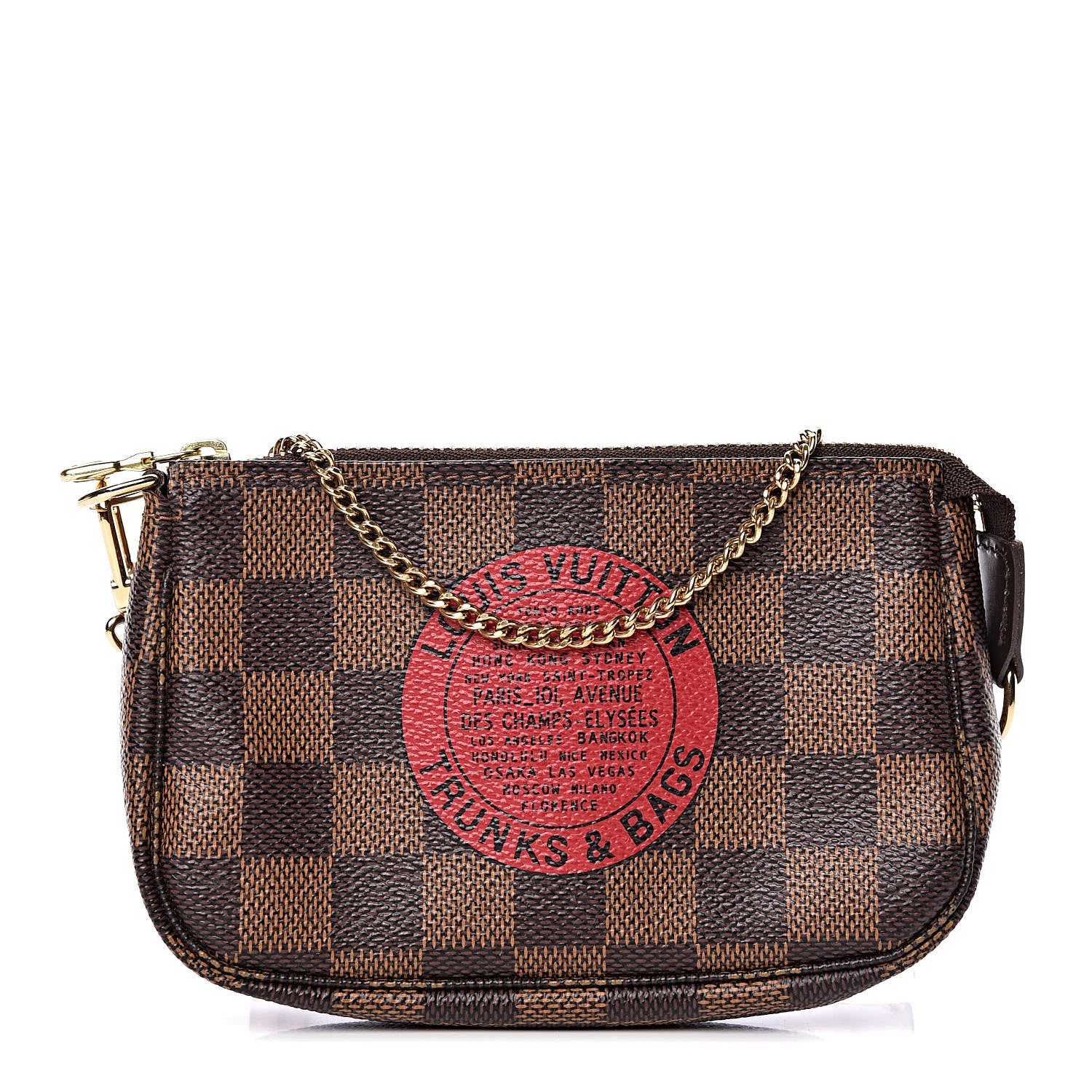 Louis Vuitton Damier Ebene Complice Trunks and Bags Mini Pochette Accessories Red 1 of 8