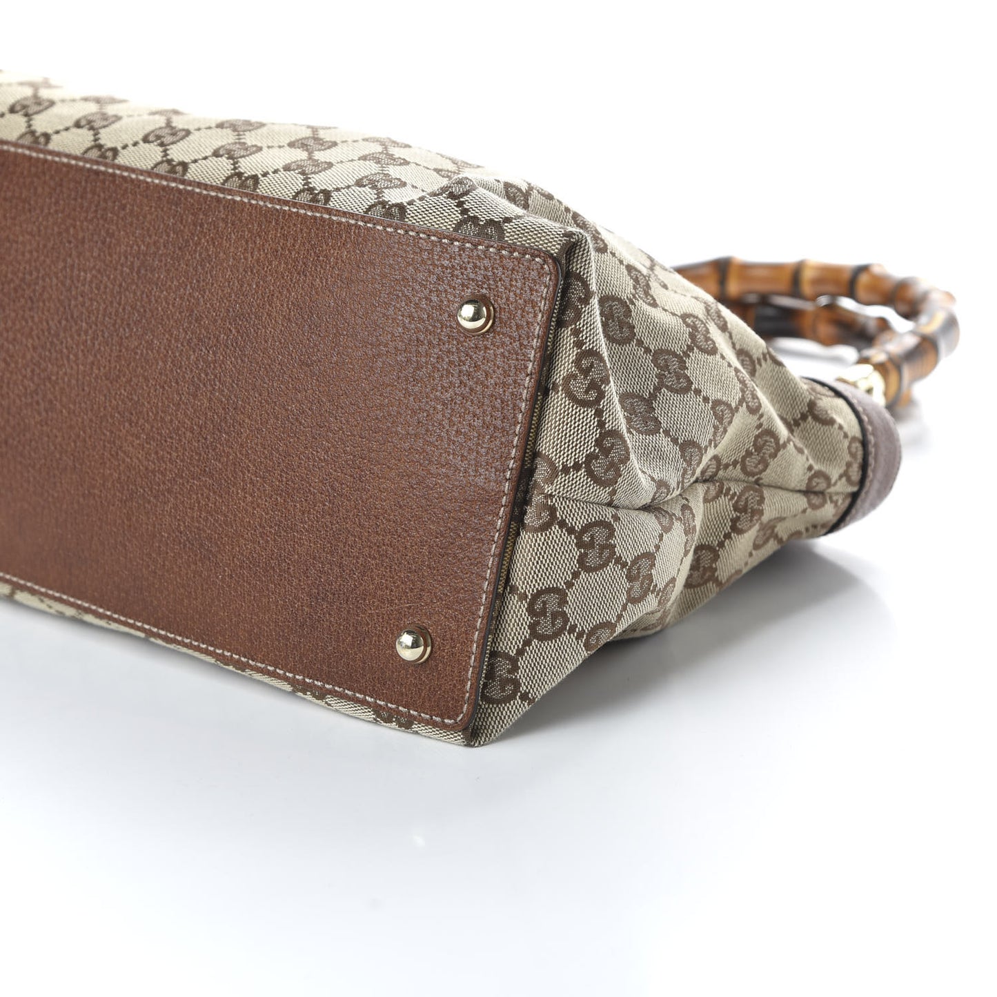 Monogram Bamboo Handle Bag Brown