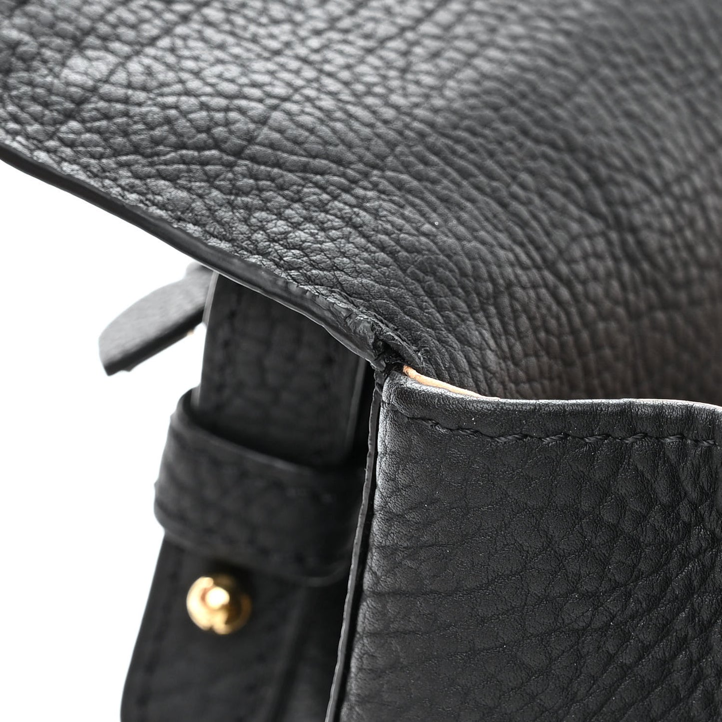 Crispy Calfskin Tribal Stitch Mini Brillant Satchel Black Bronze