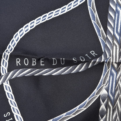 Hermes Silk Robe Du Soir Scarf 90 Marine Encre Blanc 5 of 7
