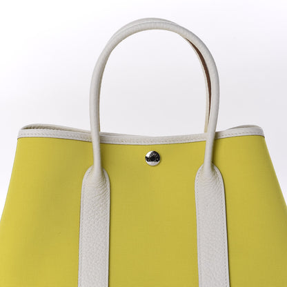 Hermes Toile Officier Vache Country Garden Party 30 TPM Lime White 8 of 11