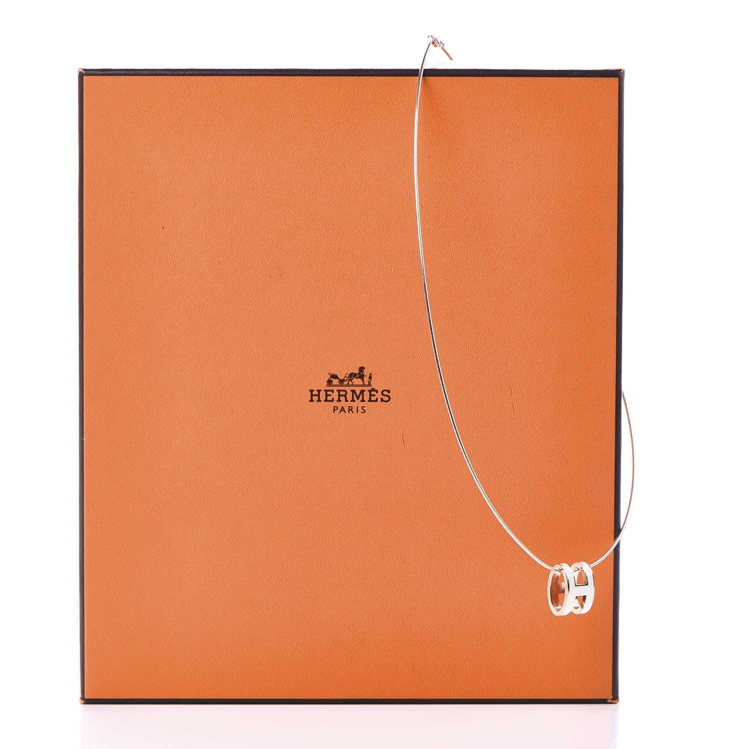 Hermes Lacquered Rose Gold Pop H Pendant Necklace Ecru 7 of 7