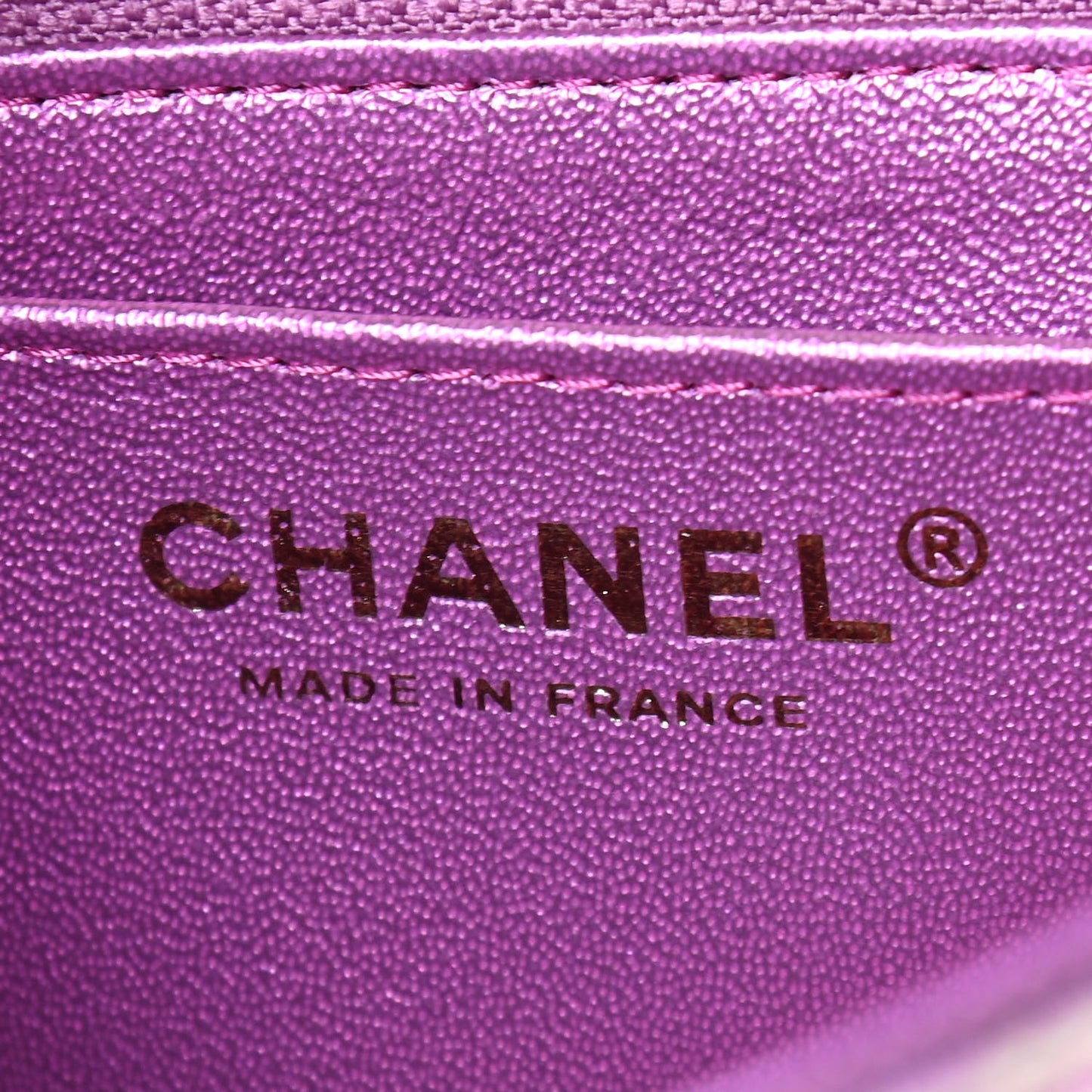 Iridescent Lambskin Quilted Mini Rectangular Flap Purple