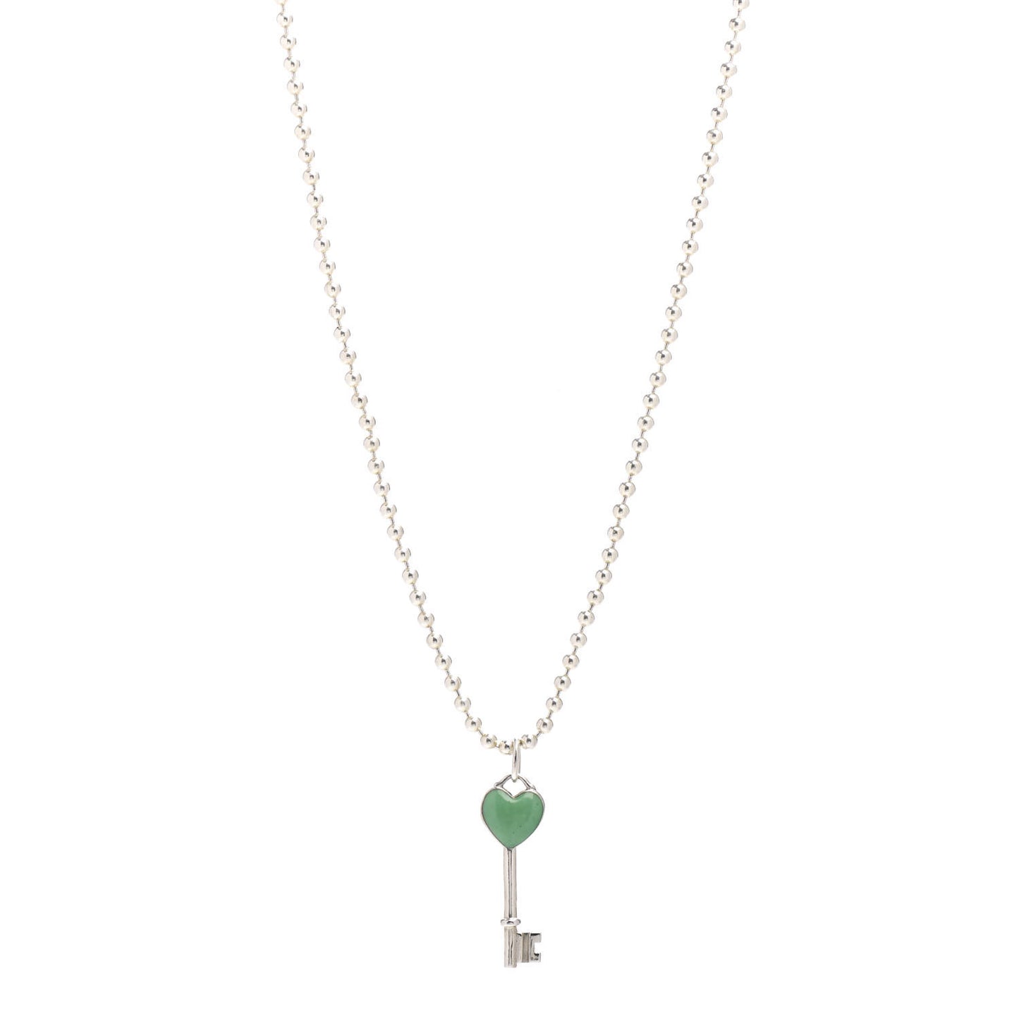 Sterling Silver Enamel Heart Key Pendant Necklace Tiffany Blue