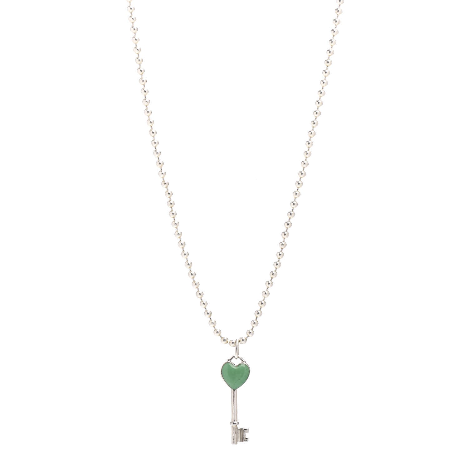Tiffany Sterling Silver Enamel Heart Key Pendant Necklace Tiffany Blue 1 of 4