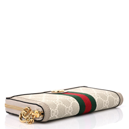 Gucci GG Supreme Monogram Textured Dollar Calfskin Web Ophidia Zip Around Wallet Beige Mystic White Oatmeal 4 of 10