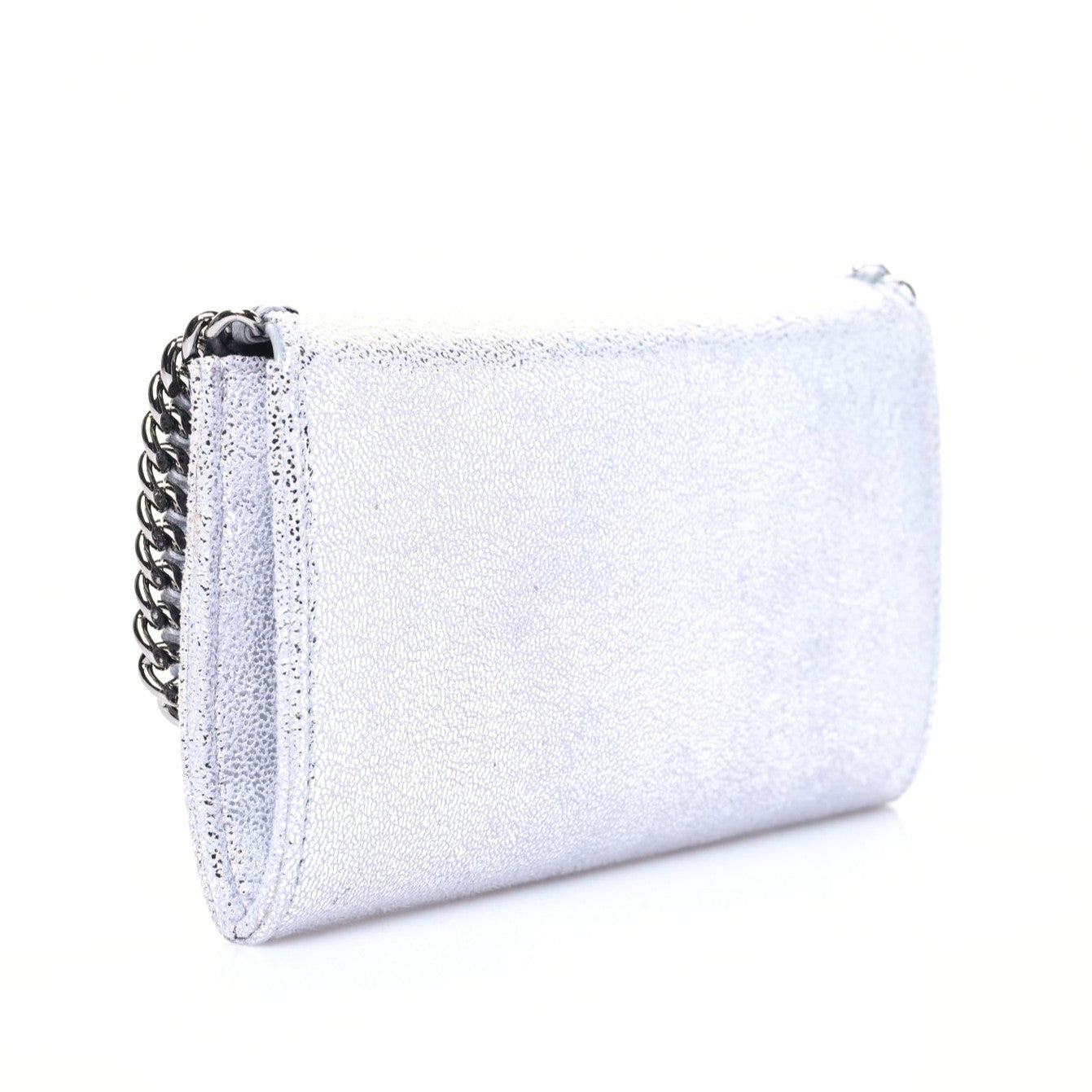Metallic Shaggy Deer Falabella Flap Wallet Grey