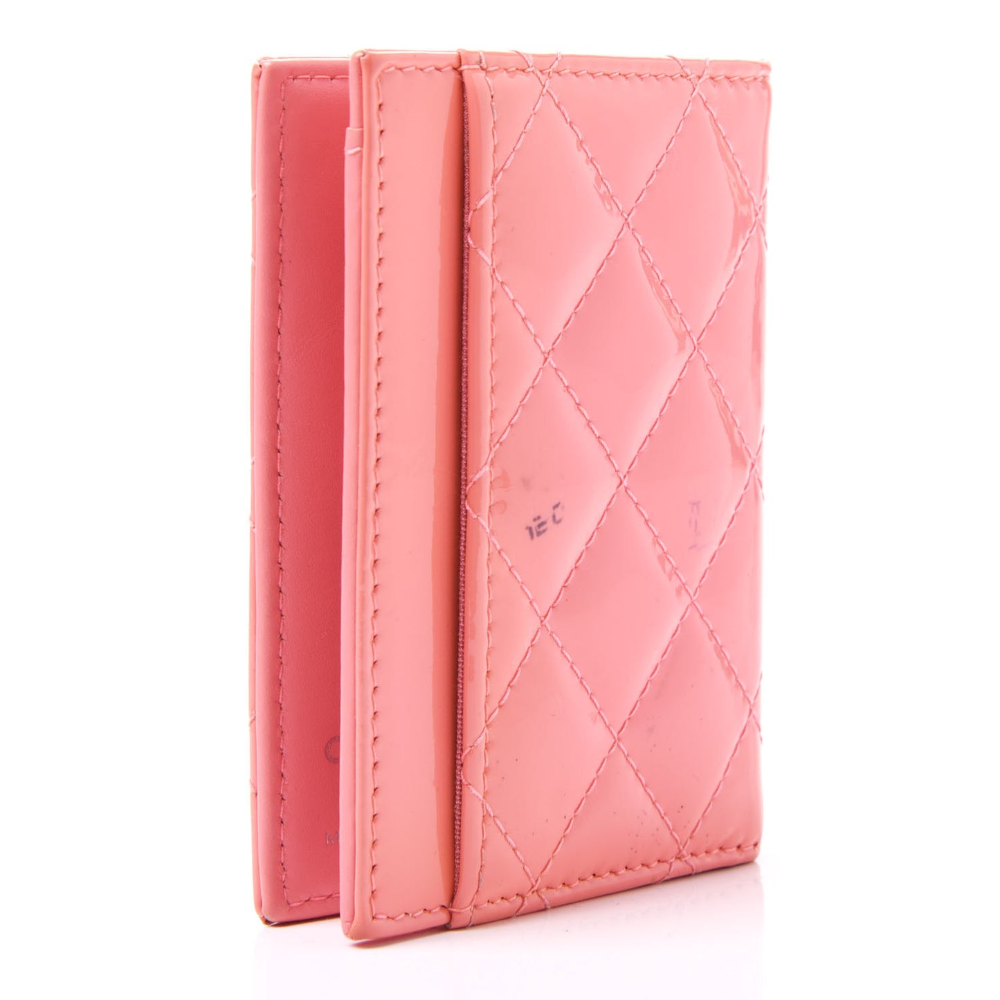 Patent Quilted Card Holder Wallet Light Pink