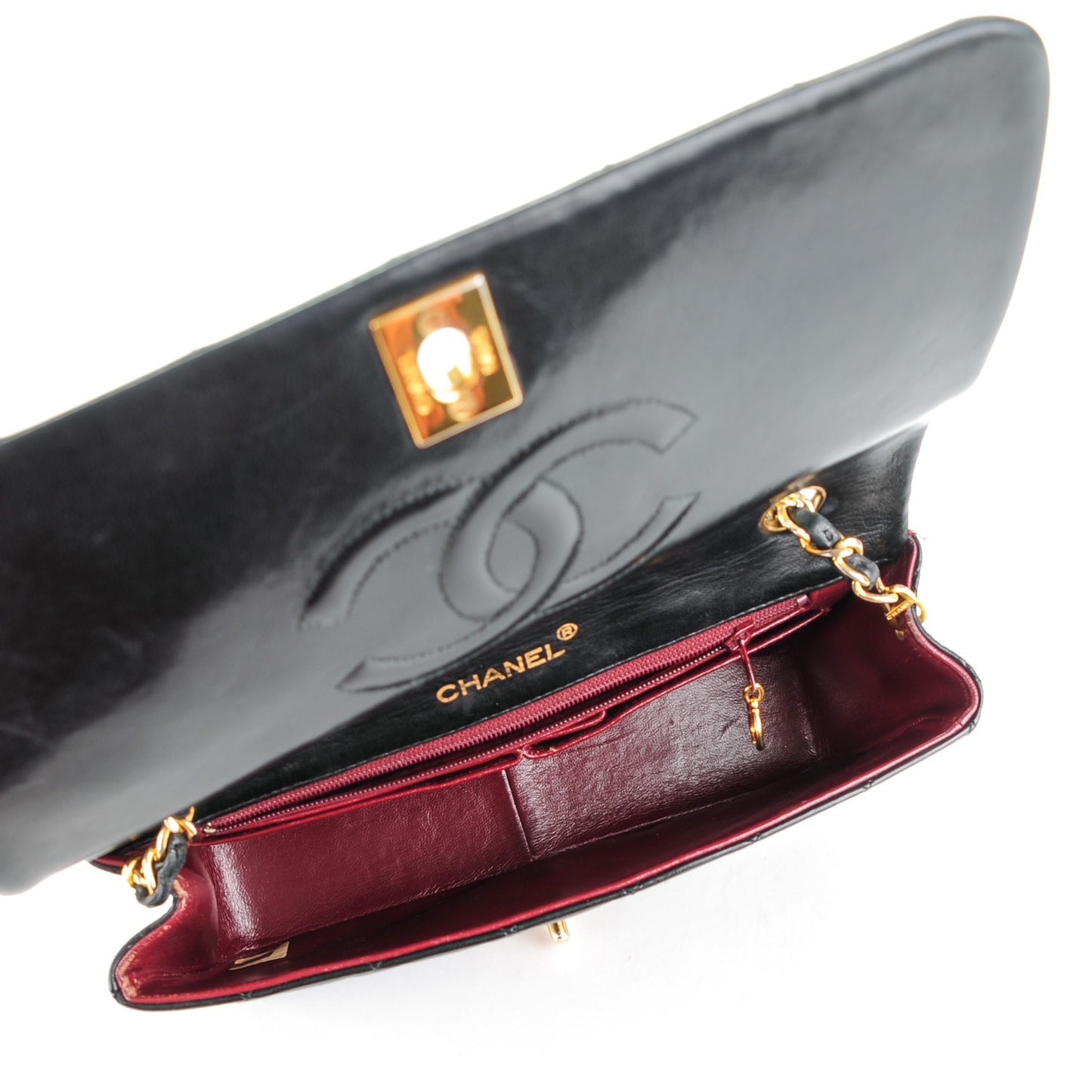 Lambskin Quilted Small Single Flap Black