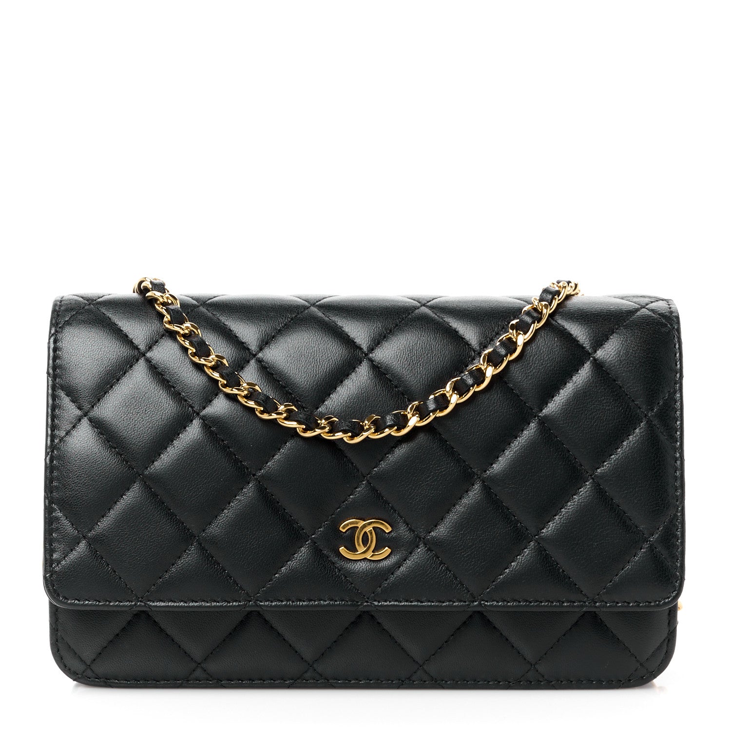 Chanel Lambskin Quilted Wallet On Chain WOC Black 1 of 13
