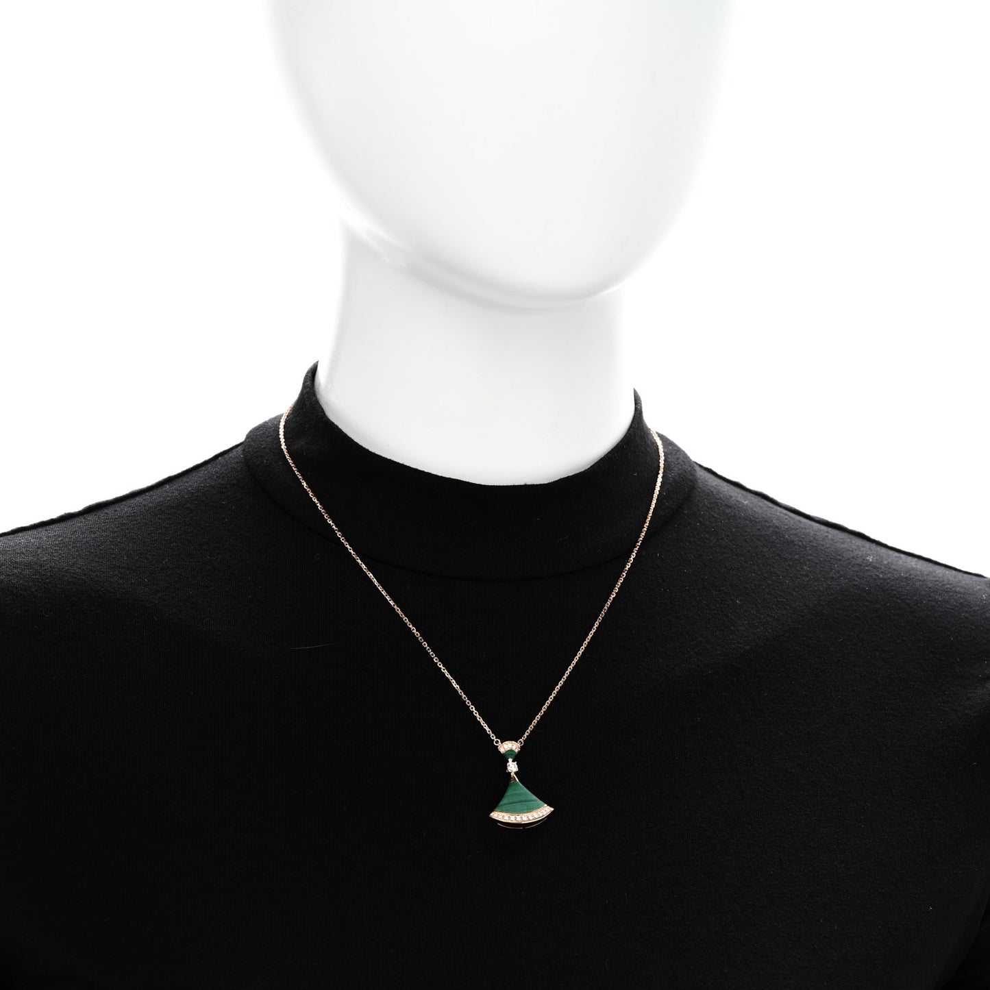 18K Rose Gold Diamond Malachite Divas' Dream Pendant Necklace