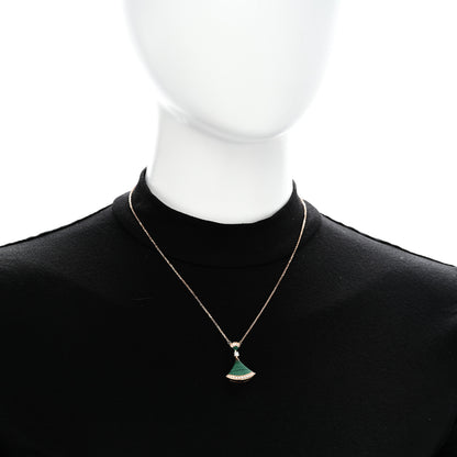 Bulgari 18K Rose Gold Diamond Malachite Divas' Dream Pendant Necklace 2 of 4
