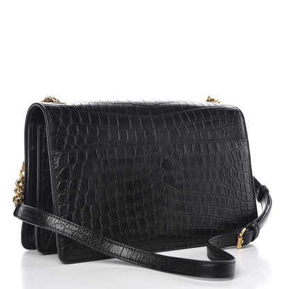 Saint Laurent Calfskin Crocodile Embossed Monogram Medium Sunset Black 3 of 8