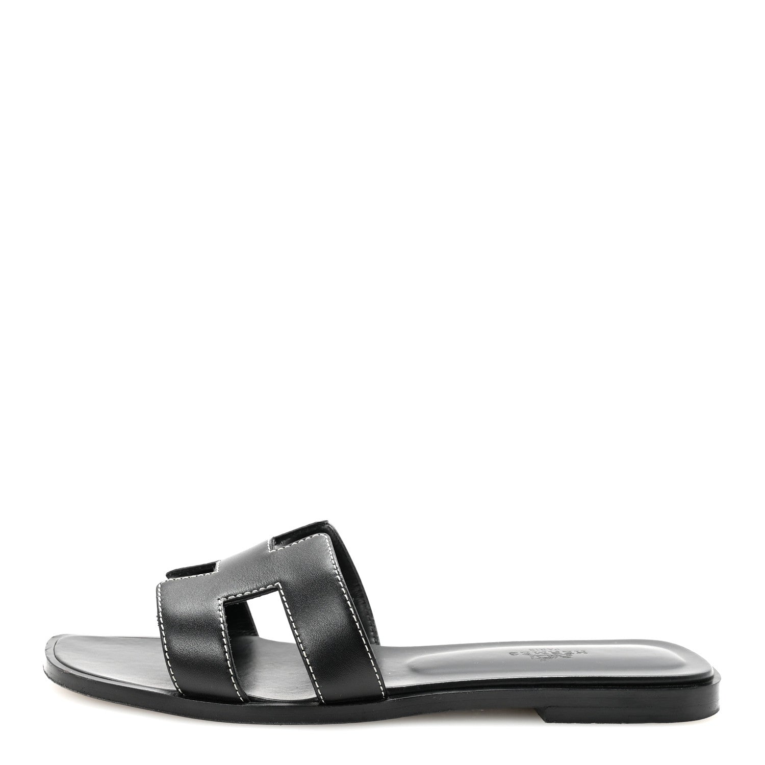 Hermes Box Calfskin Oran Sandals 38 Black 1 of 10