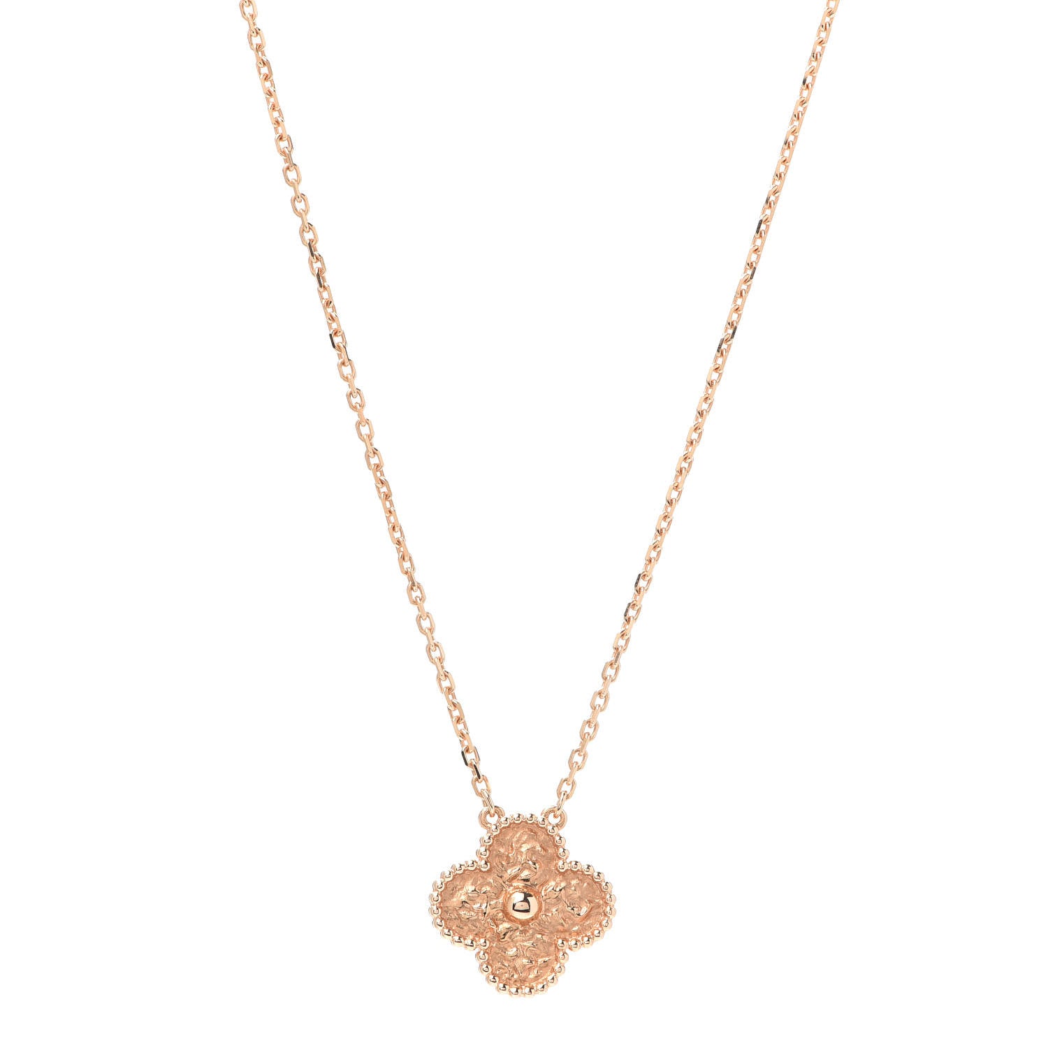 Van Cleef & Arpels 18K Rose Gold Vintage Alhambra Pendant Necklace 1 of 8