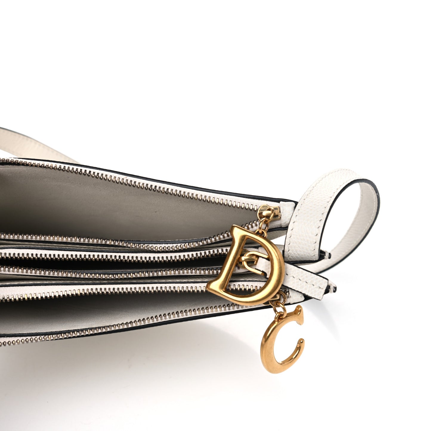 Grained Calfskin Saddle Pouch With Strap White