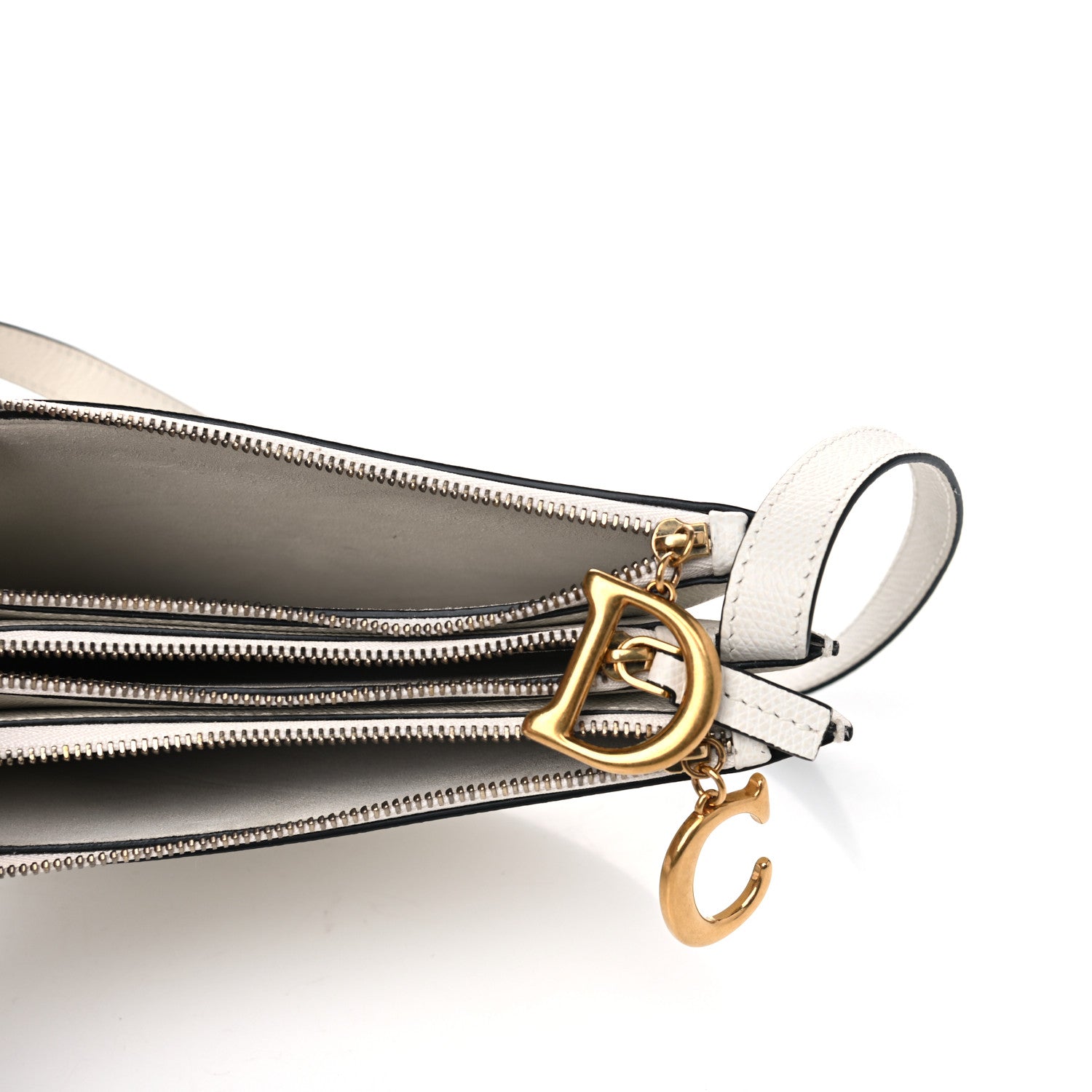 Christian Dior Grained Calfskin Saddle Pouch With Strap White 4 of 4