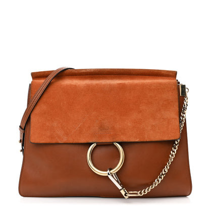 Chloe Suede Calfskin Medium Faye Shoulder Bag Tobacco 1 of 14