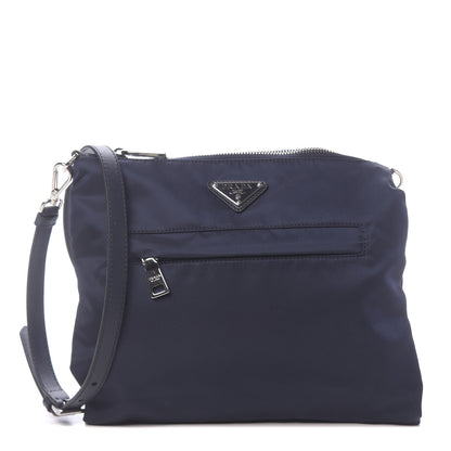 Prada Tessuto Nylon Saffiano Flat Messenger Bag Baltico 1 of 10