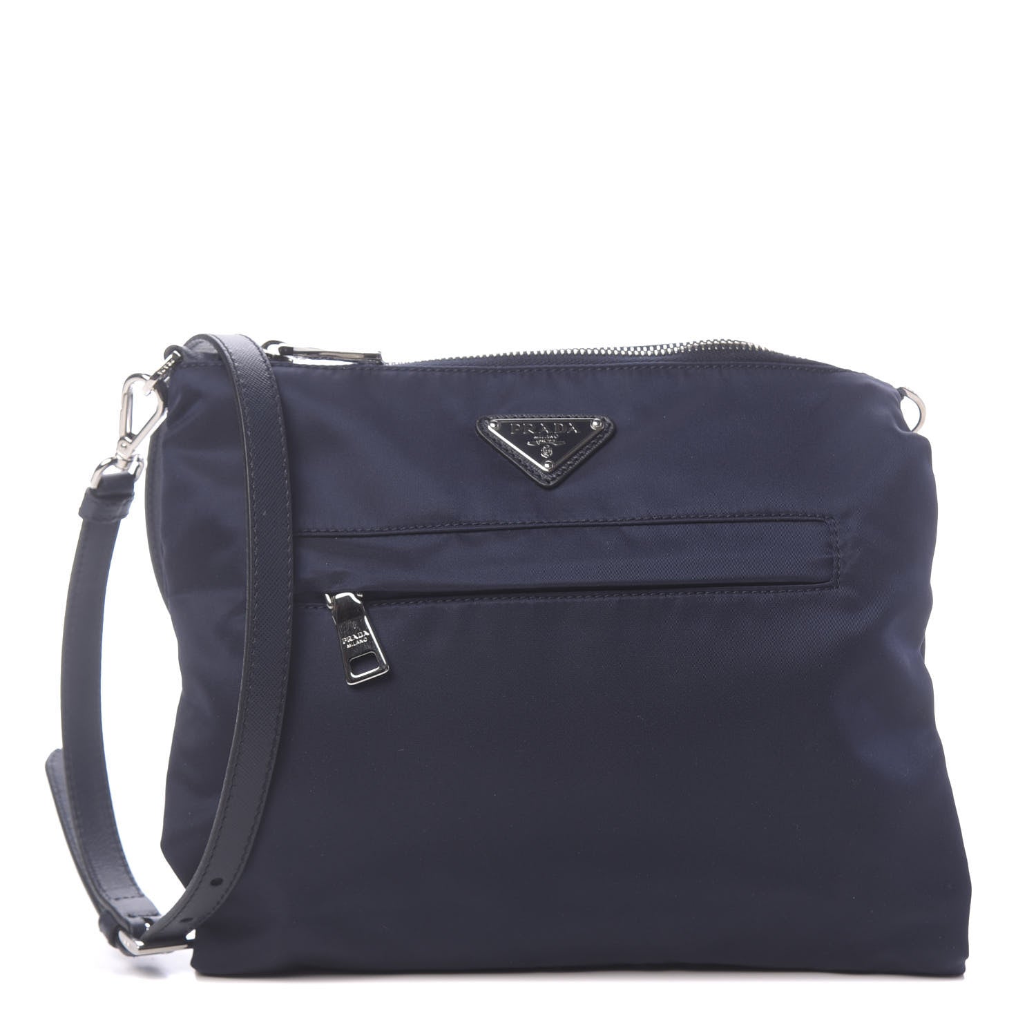 Prada Tessuto Nylon Saffiano Flat Messenger Bag Baltico 1 of 10