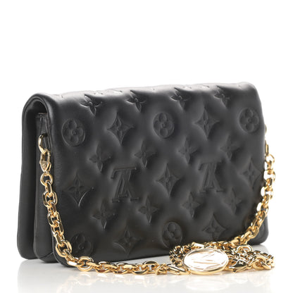 Louis Vuitton Lambskin Embossed Monogram Pochette Coussin Black 3 of 10