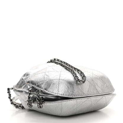 Chanel Metallic Aged Calfskin Quilted Small Gabrielle Bucket Silver 4 of 10