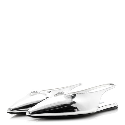 Prada Metallic Calfskin Slingback Ballerinas 39.5 Silver 4 of 9