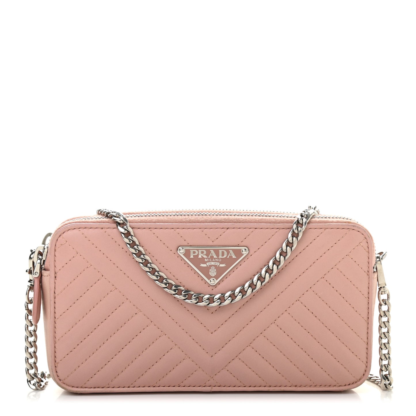 Nappa Impunture Diagramme Mini Double Zip Chain Crossbody Bag Orchidea