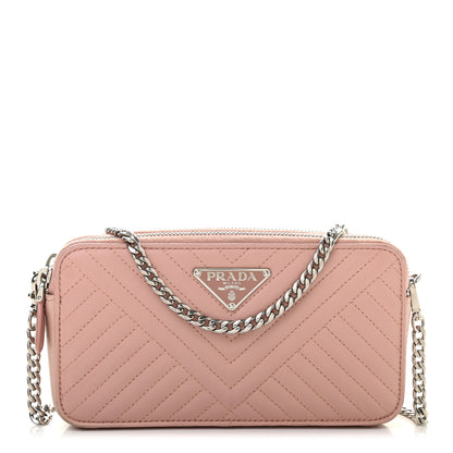 Prada Nappa Impunture Diagramme Mini Double Zip Chain Crossbody Bag Orchidea 1 of 14