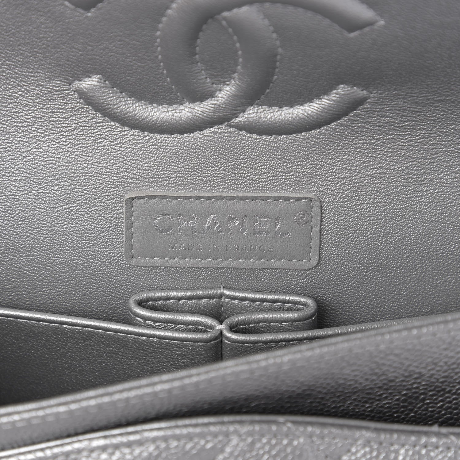 Chanel Metallic Caviar Quilted Medium Double Flap Silver 7 of 12