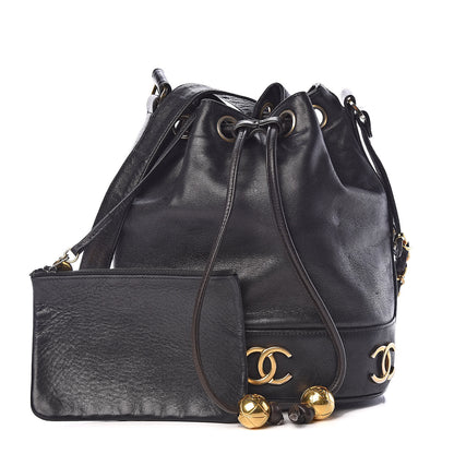 Chanel Lambskin CC Drawstring Shoulder Bag Black 1 of 12