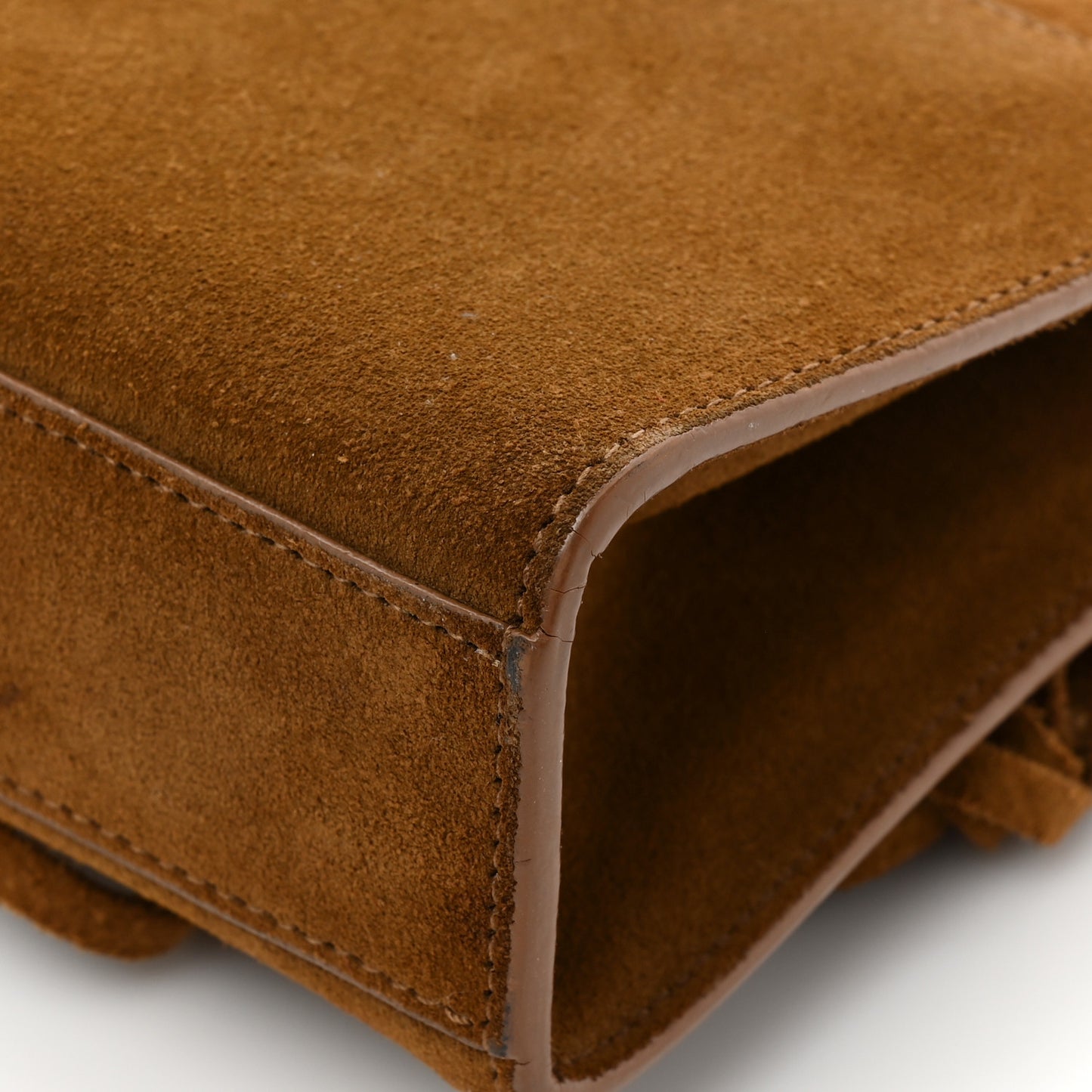 Suede Fringe Small Monogram Satchel Light Ocre