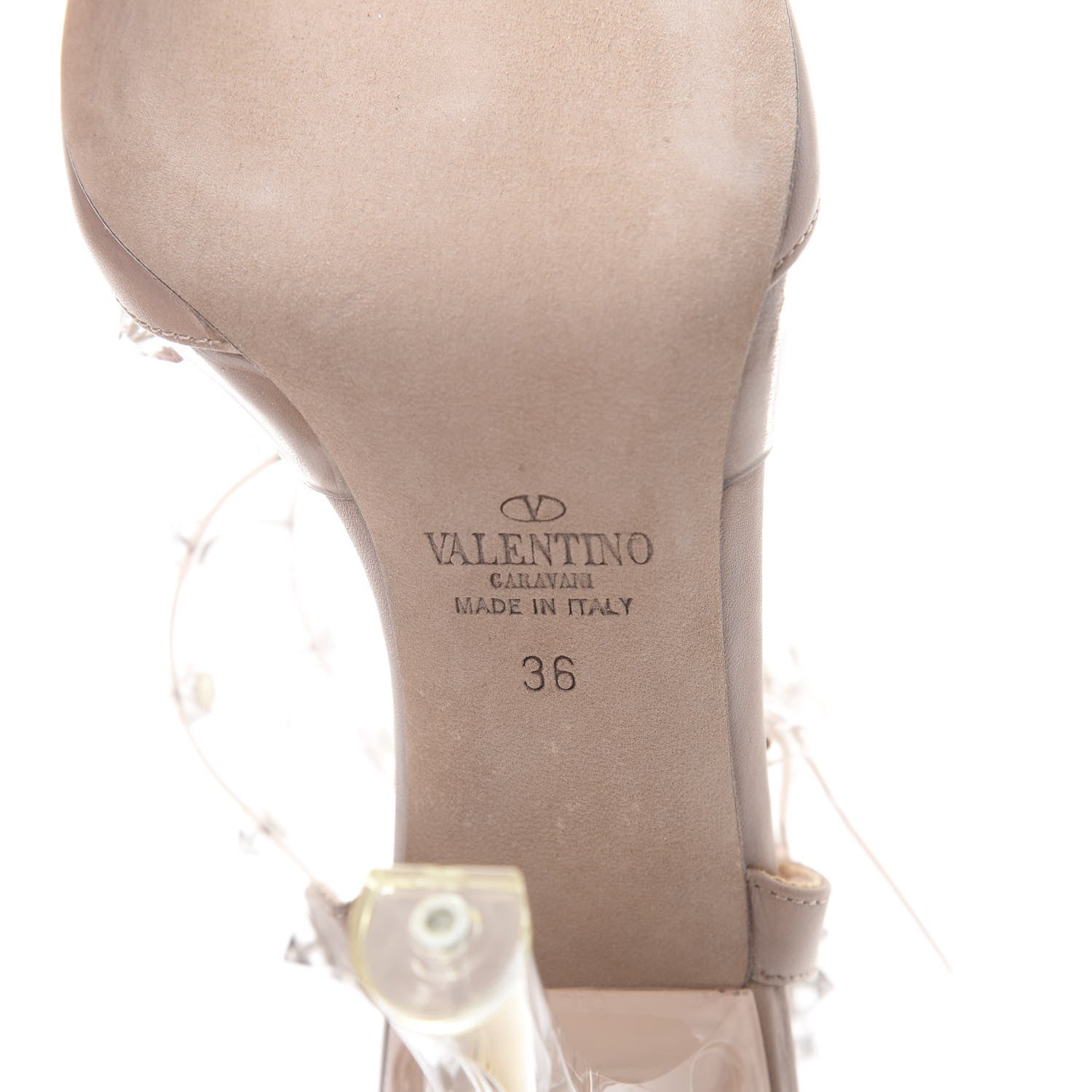 Valentino Garavani PVC Calfskin Naked Rockstud Ankle Strap Pumps 36 Poudre 8 of 14