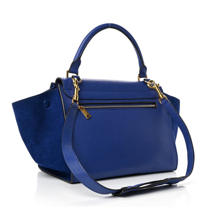 Celine Drummed Calfskin Suede Small Trapeze Indigo 2 of 4