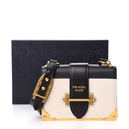 Prada City Calf Saffiano Cahier Bag Talco Black 12 of 12
