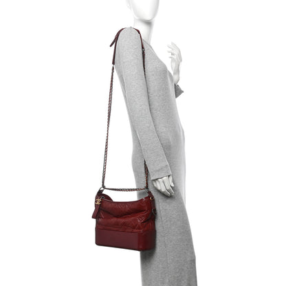 Chanel Aged Calfskin Quilted Medium Gabrielle Hobo Burgundy 2 of 13