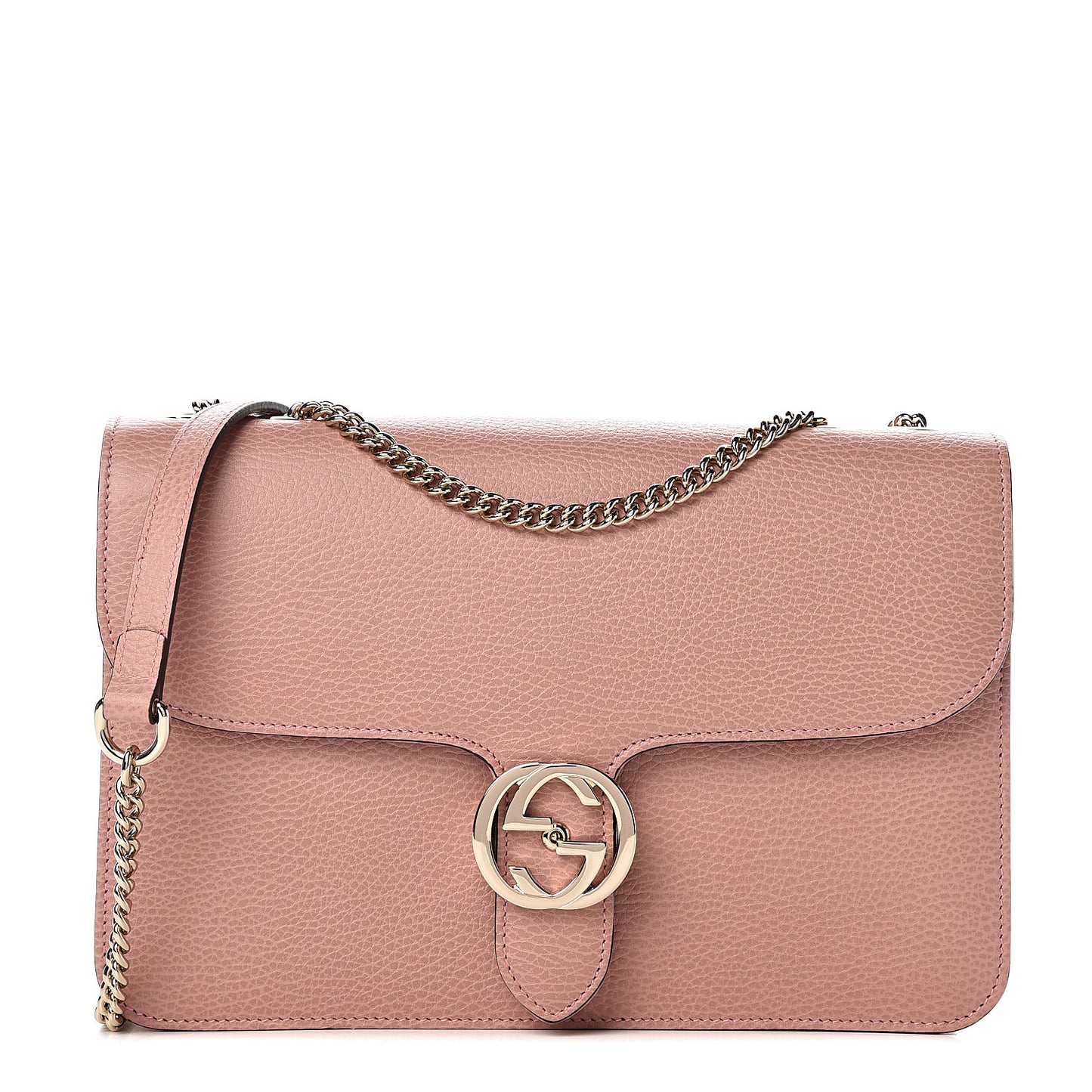 Dollar Calfskin Interlocking G Shoulder Bag Soft Pink
