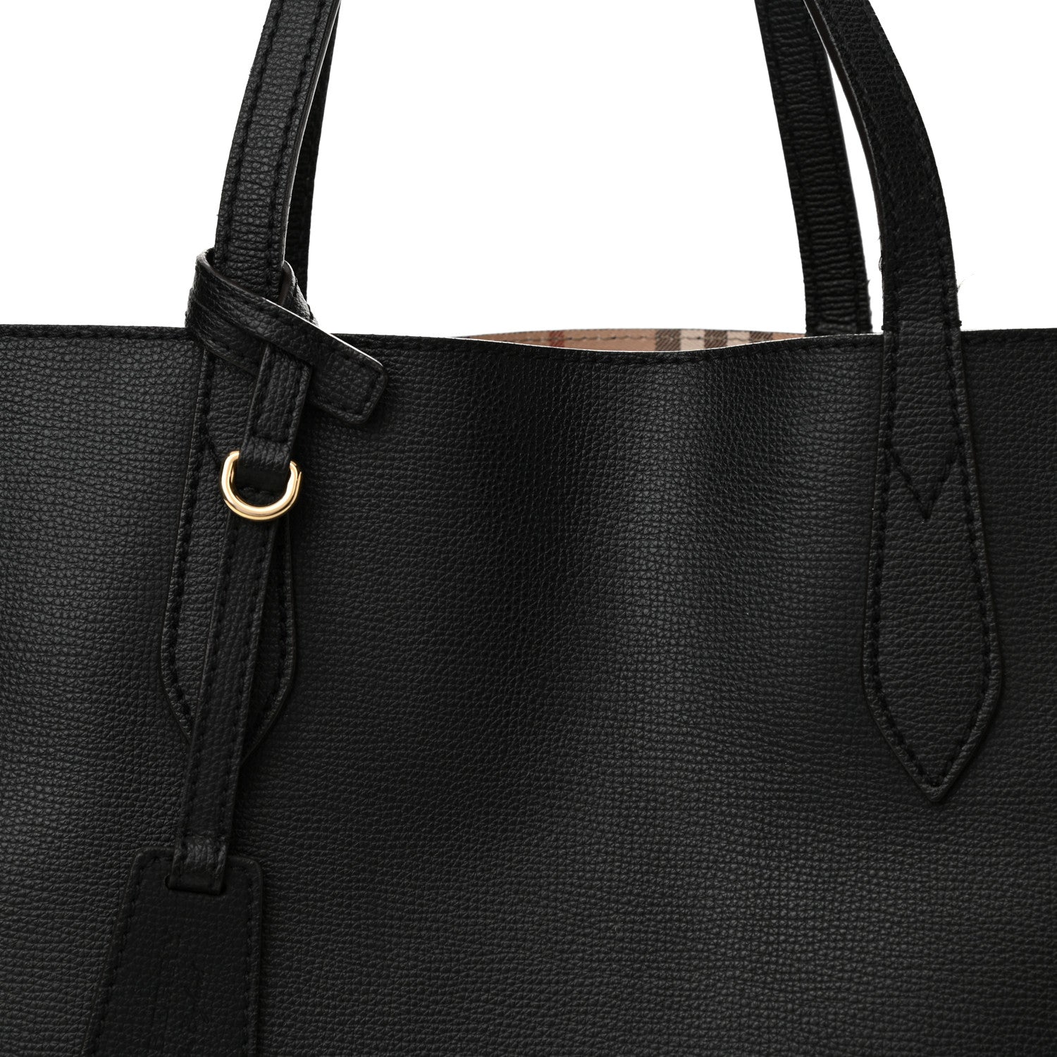 Burberry Grainy Calfskin Haymarket Check Medium Reversible Tote Black 11 of 21